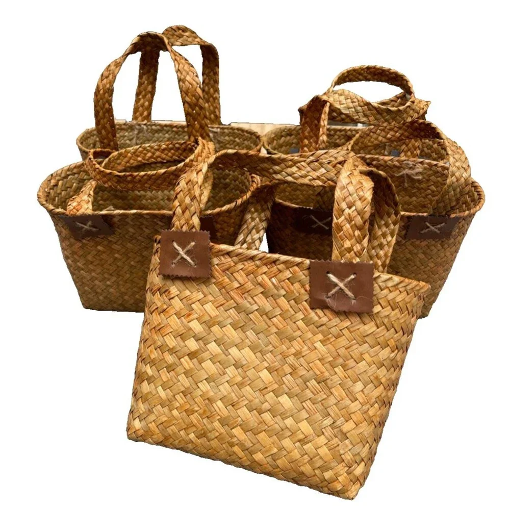 Handcraft Natural Rattan Hand Bag Multi-Functional  Storage Wicker Basket 10.4 
